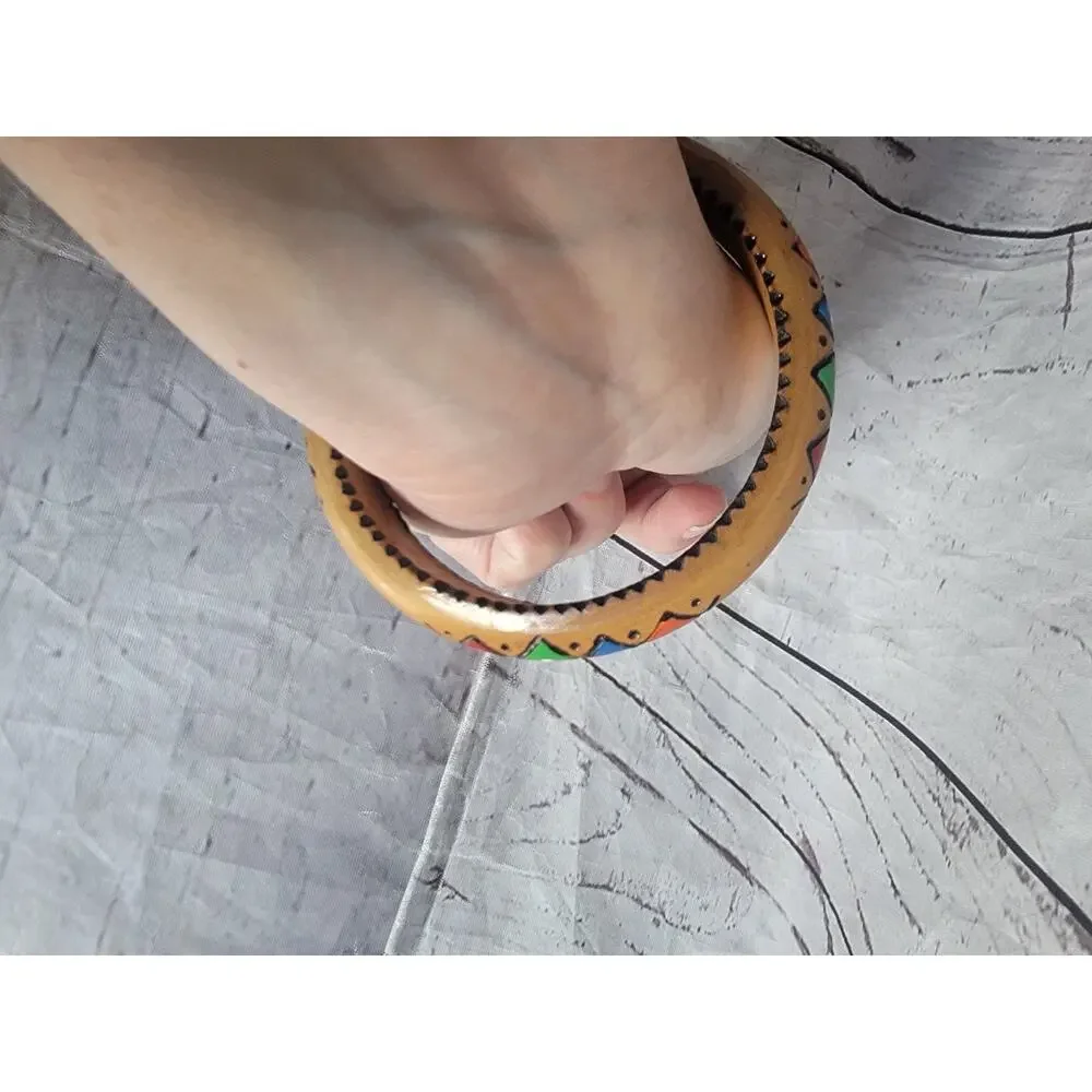 wooden bangle vibrant Color hand-painted geometric diamond